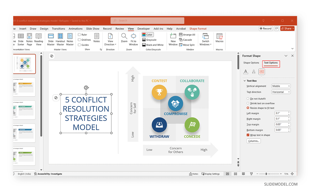 Enabling text box margins in PowerPoint