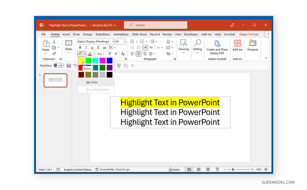 How to highlight text in PowerPoint