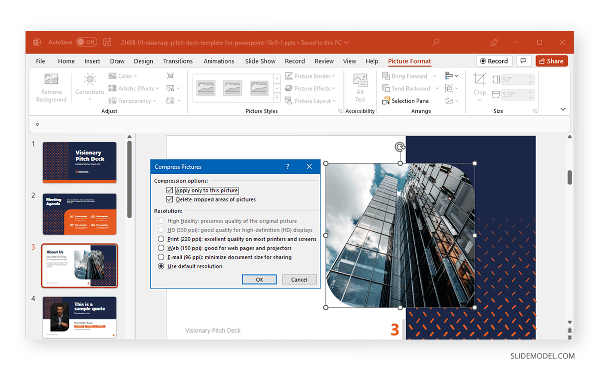 image compression options in PowerPoint 