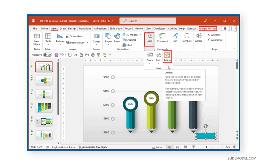 how to link a button to a slide in powerpoint