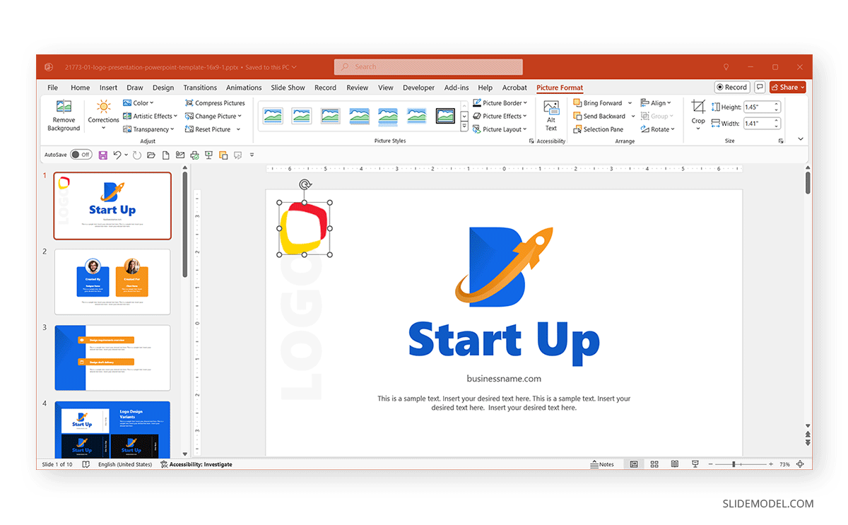 Moving a logo on a PPT slide