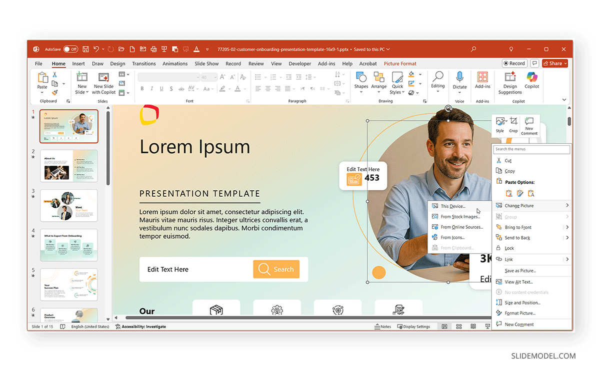 Replacing images to obfuscate PowerPoint presentation
