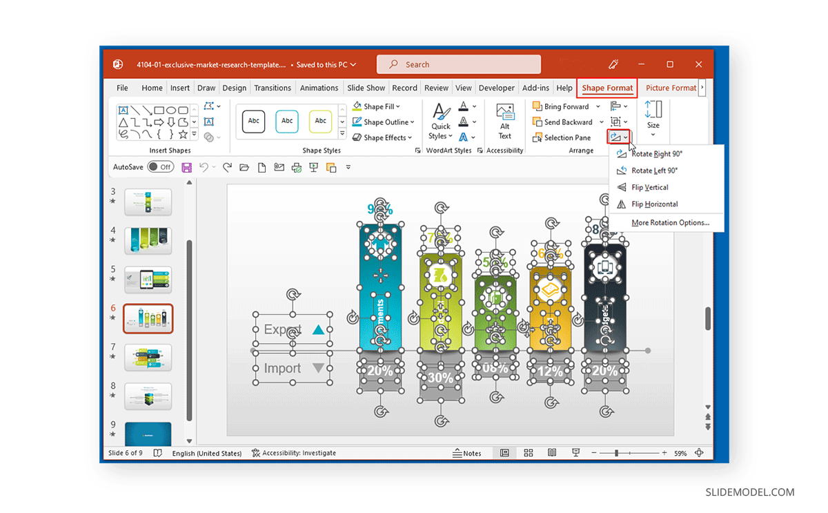 Rotate all elements from a slide in PowerPoint
