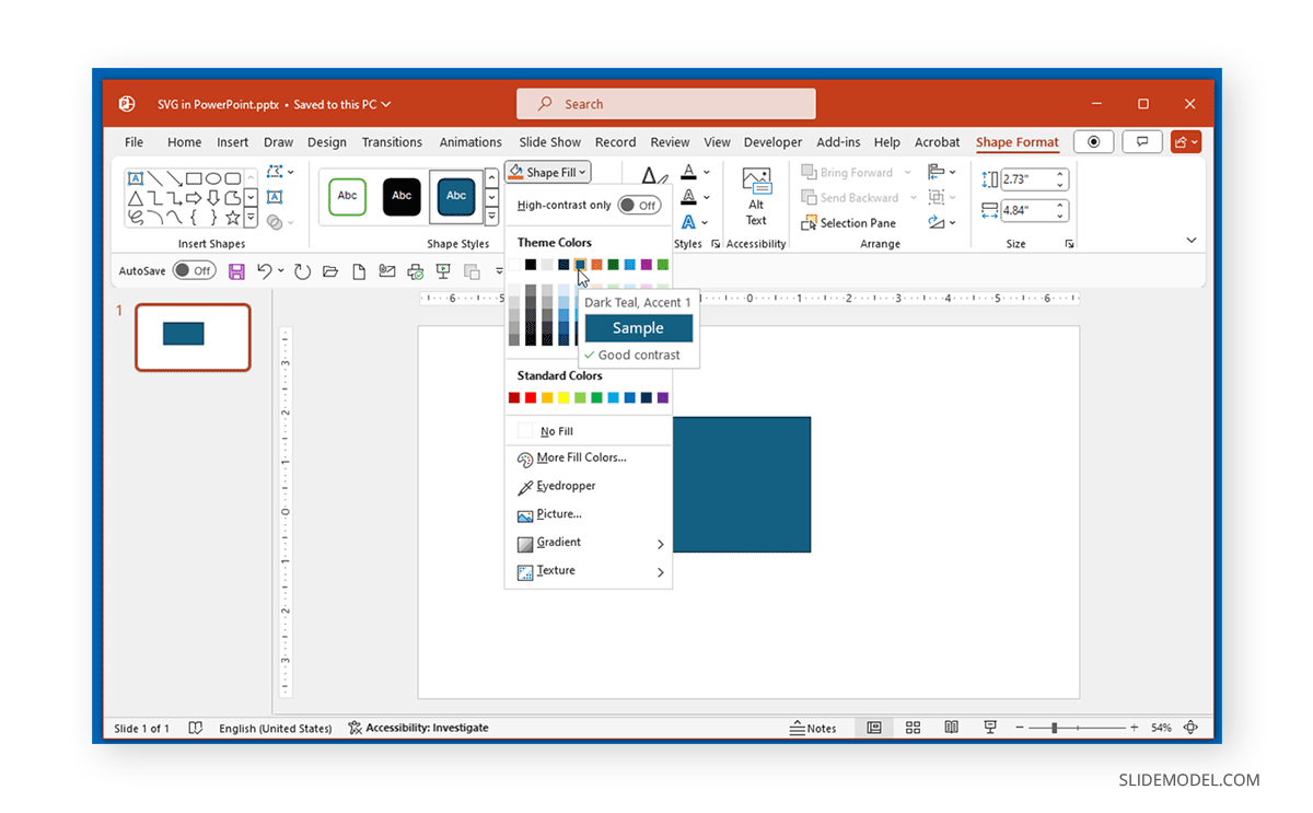 Changing shapes color in PowerPoint