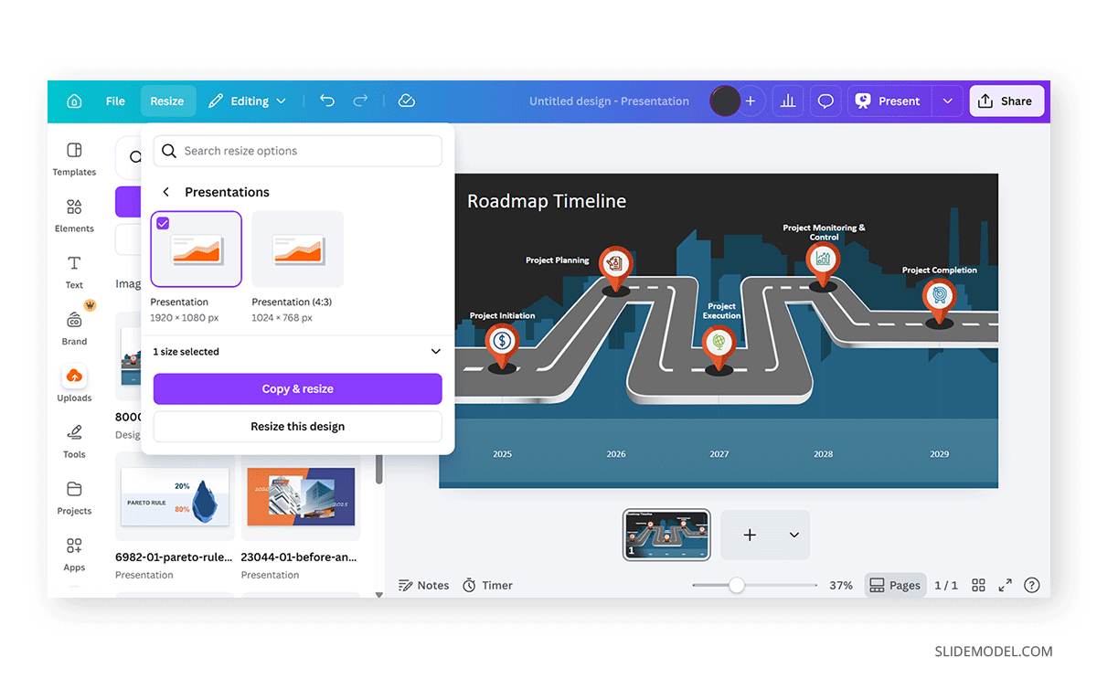 Canva aspect ratio slide size