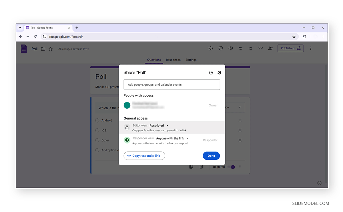 Sharing a Google Polls form