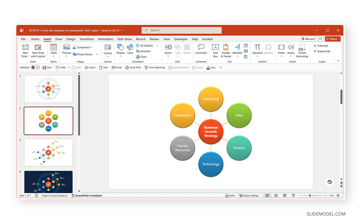 Radial diagram with bubbles in PowerPoint