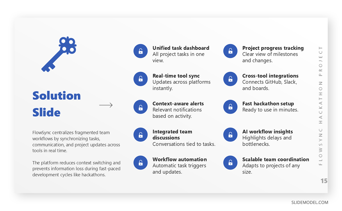 Sample hackathon slide for the proposed solution