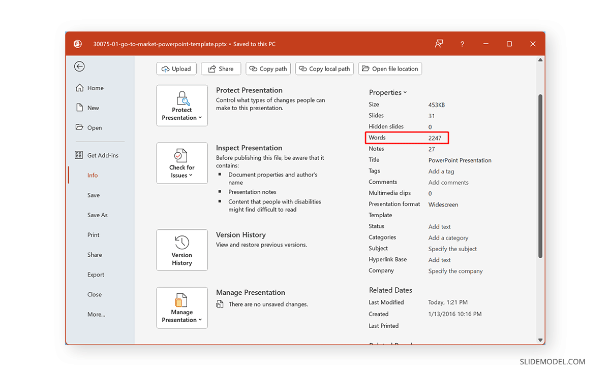 How to visualize word count in PowerPoint