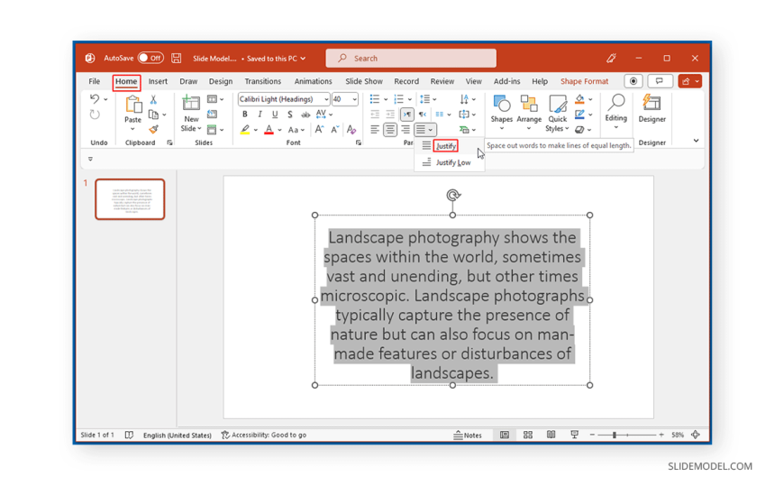 02 align text in powerpoint SlideModel