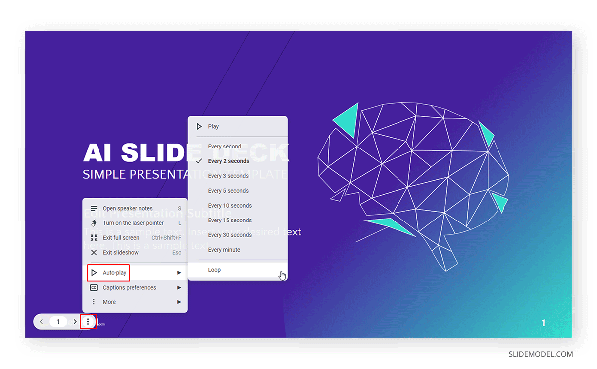 Autoplay into Loop mode in Google Slides