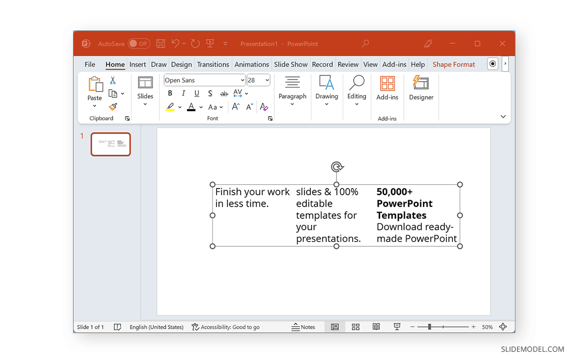 Three column layout in PowerPoint