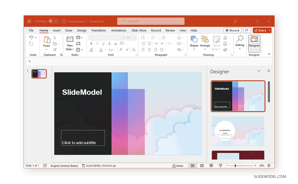 Accessing Designer mode in Title Slides options