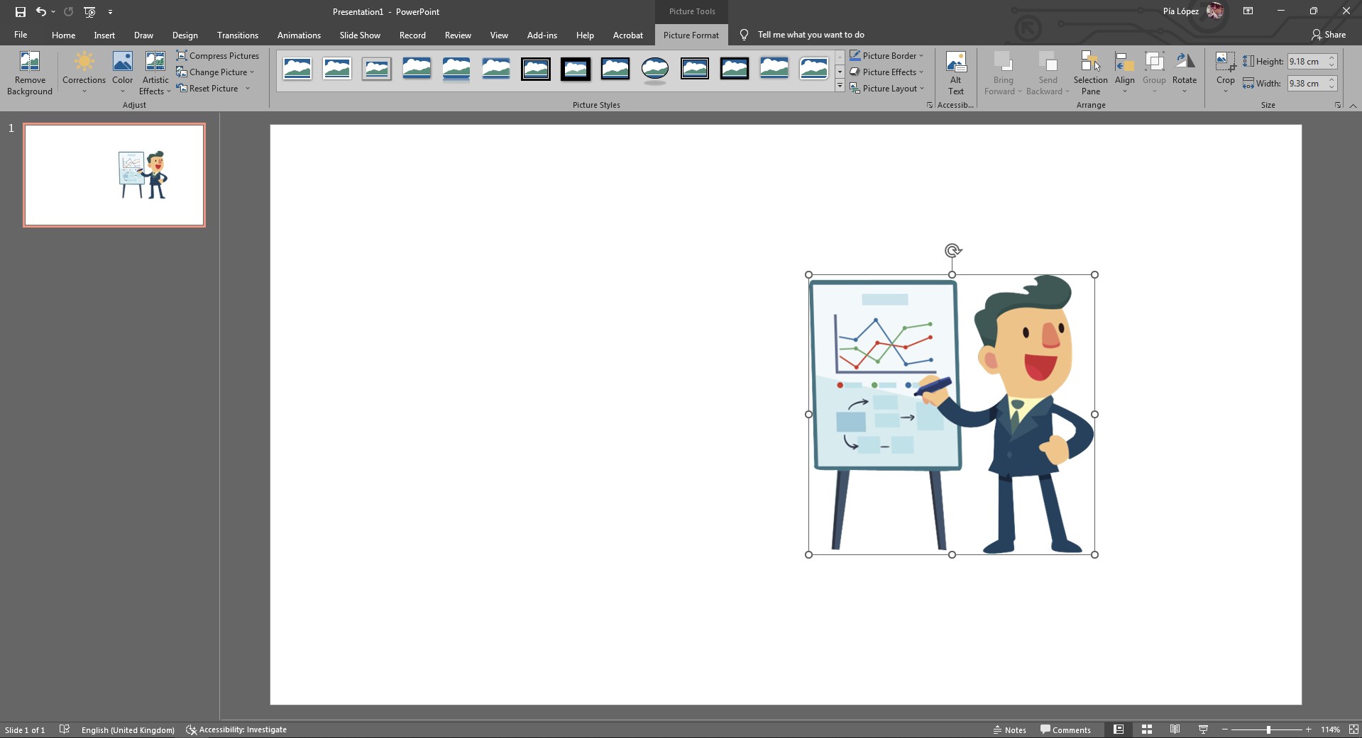 inserted clipart in a PowerPoint slide
