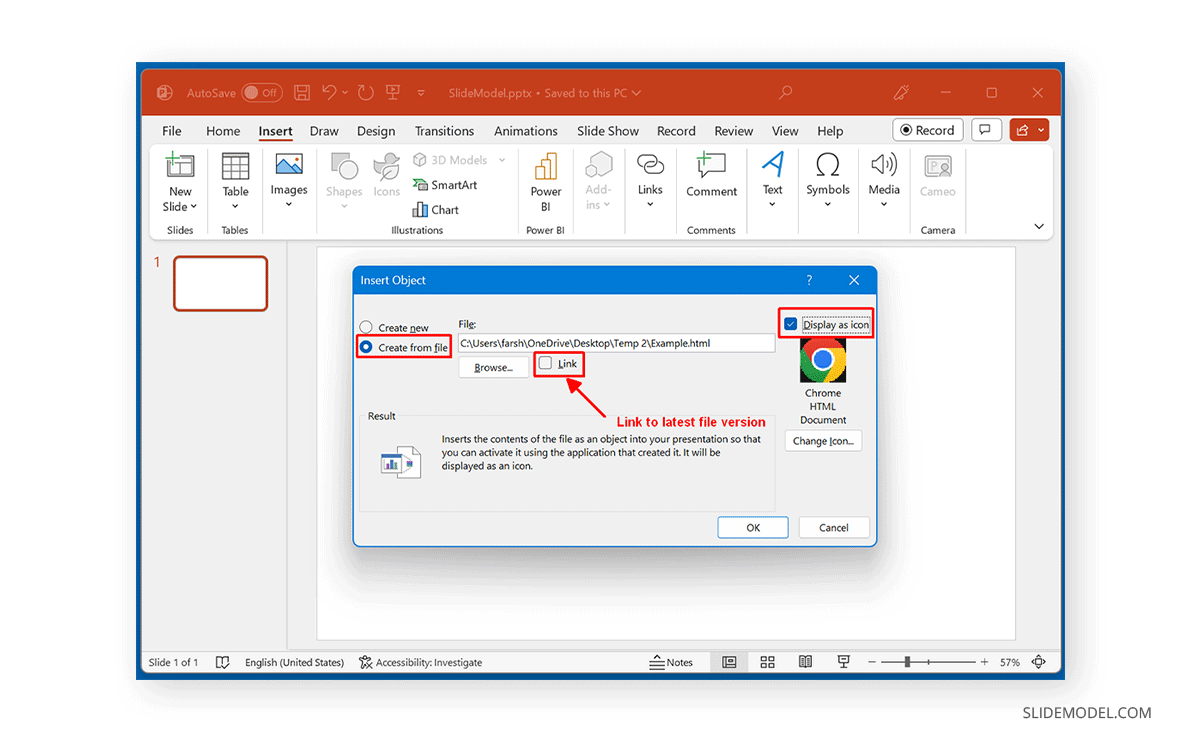 embed website in powerpoint 2016