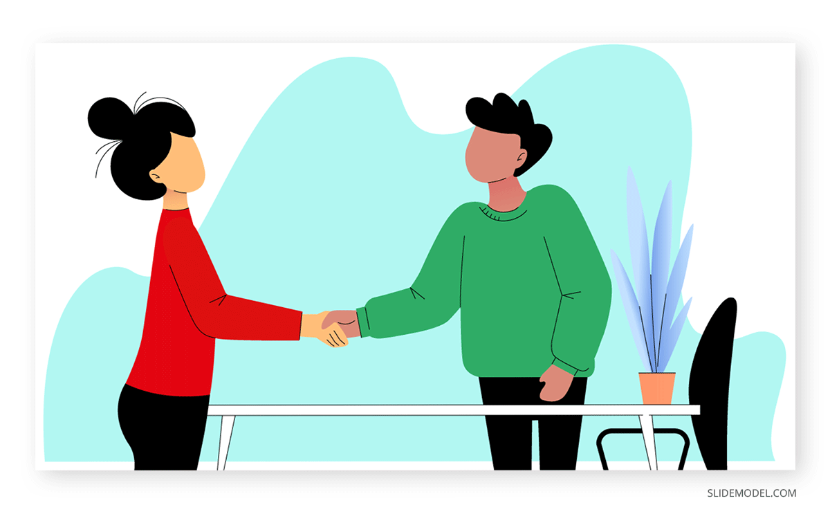 Coworkers handshaking