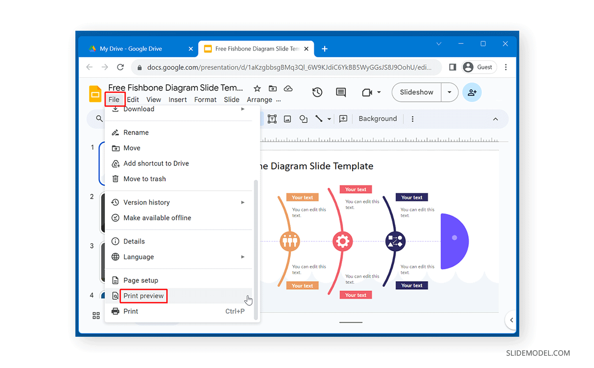 Print slide with notes in Google Slides