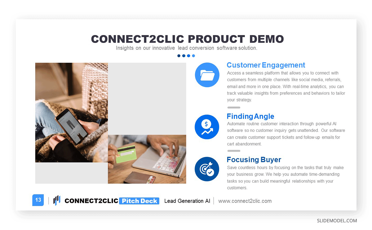 Product demo slide in Business Pitch