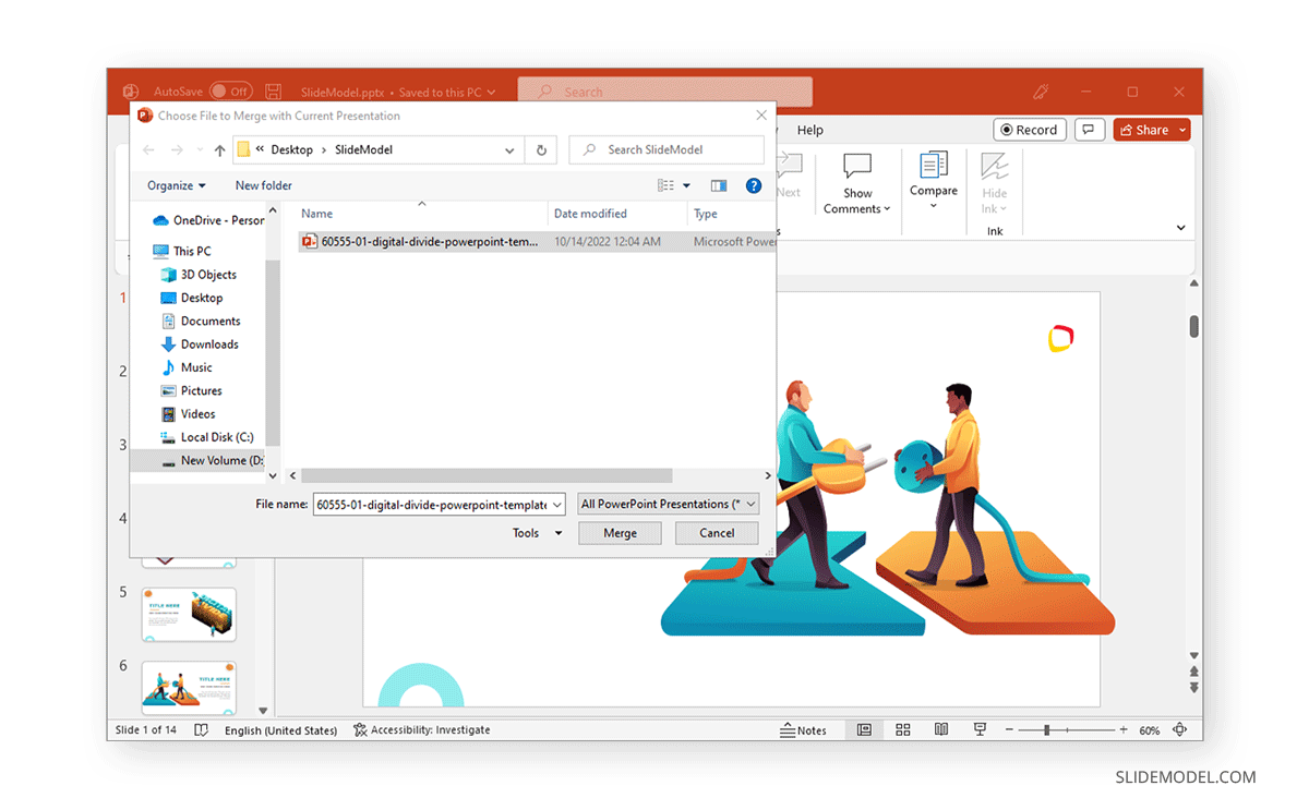 Select file to compare in PowerPoint