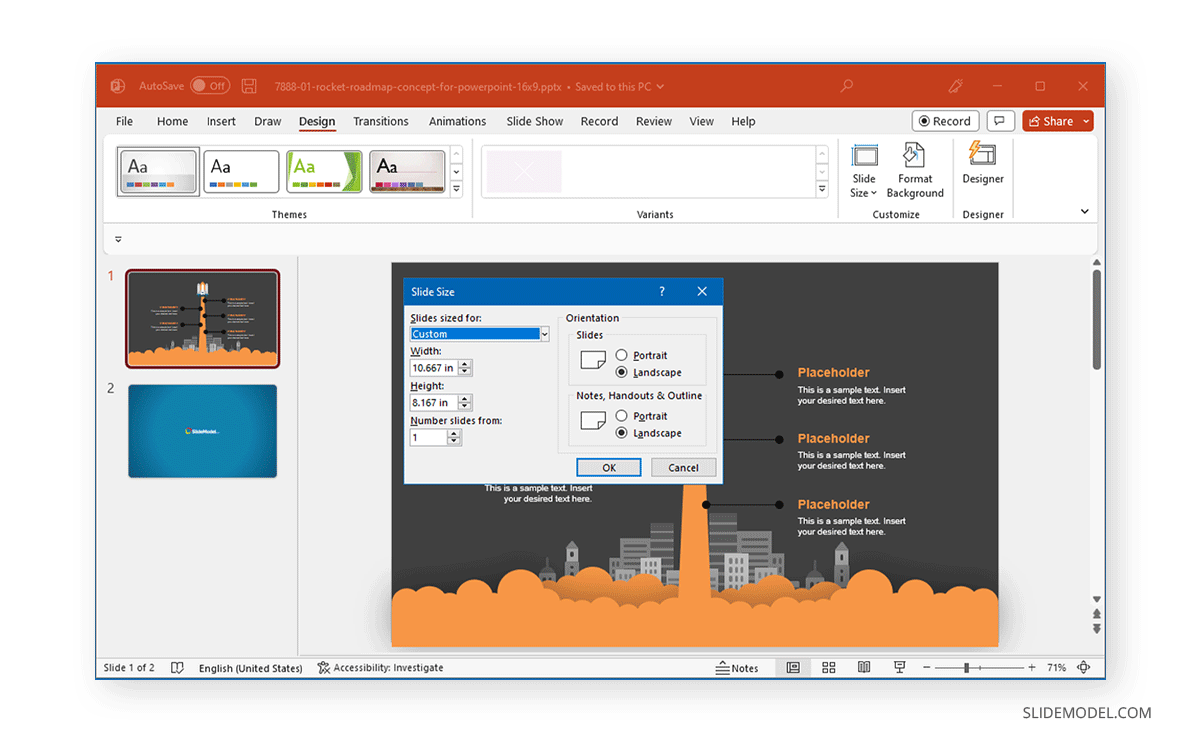 Selecting custom slide size in PowerPoint - How to Change slide size in PPT - PowerPoint Slide Size