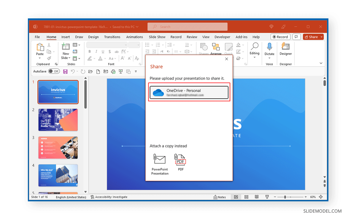 Sharing a PPT file via OneDrive