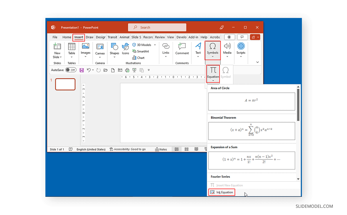 How to activate Ink Equation in PowerPoint