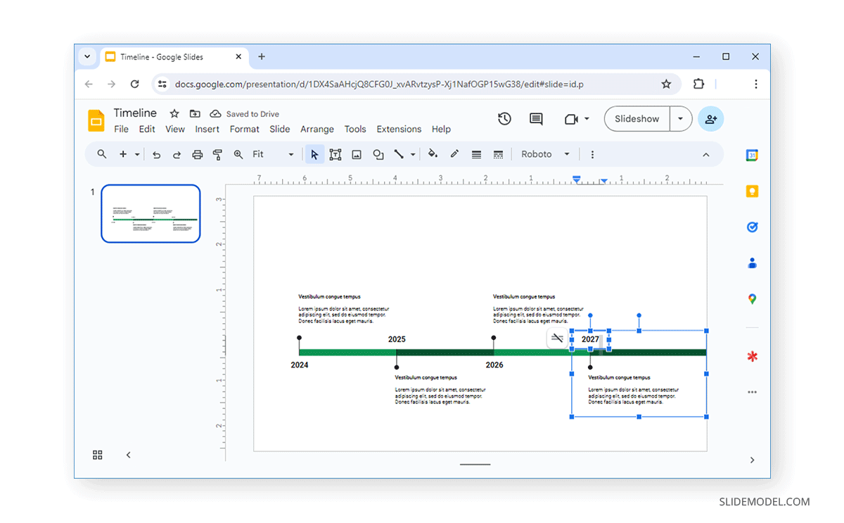 How to add labels to a Google Slides timeline