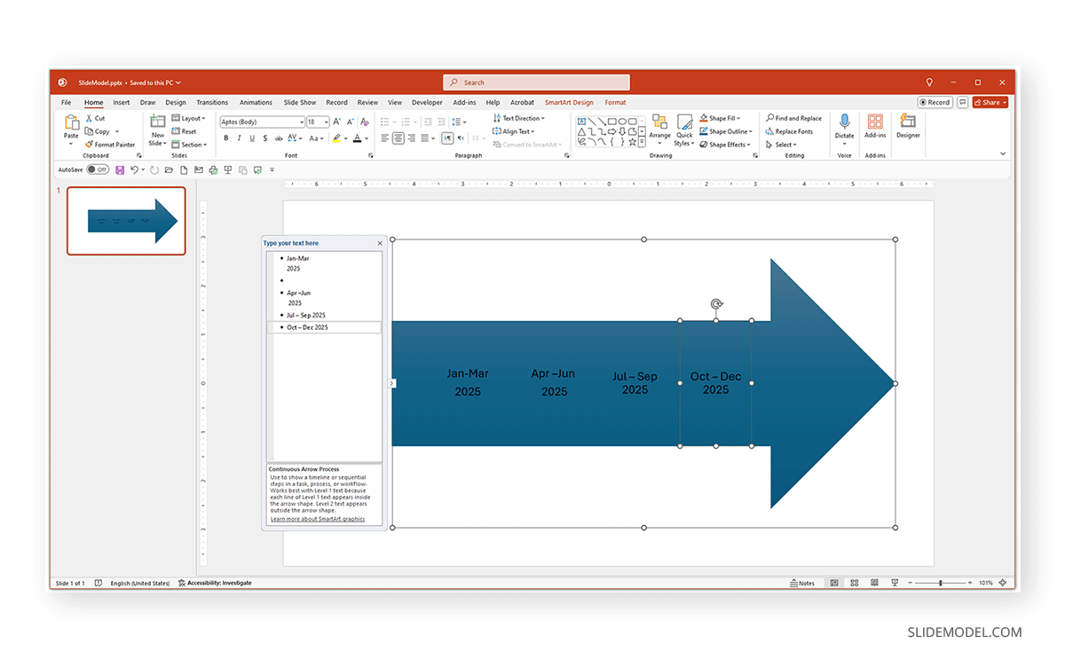 How to add date to SmartArt in PowerPoint