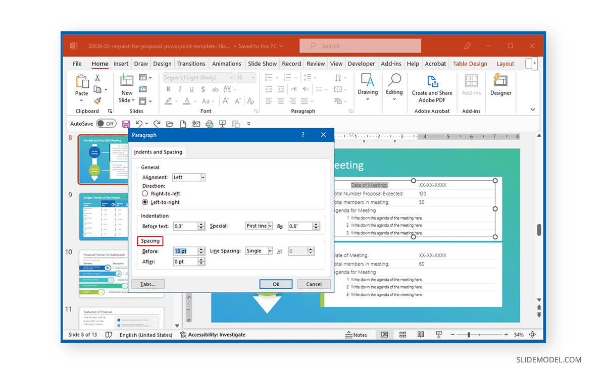 How to change line spacing in ppt