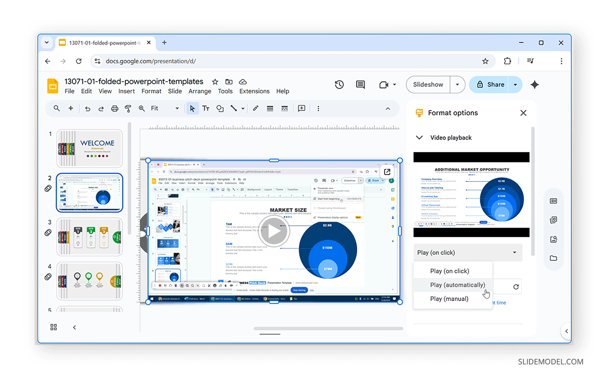 Editing video settings in Google Slides