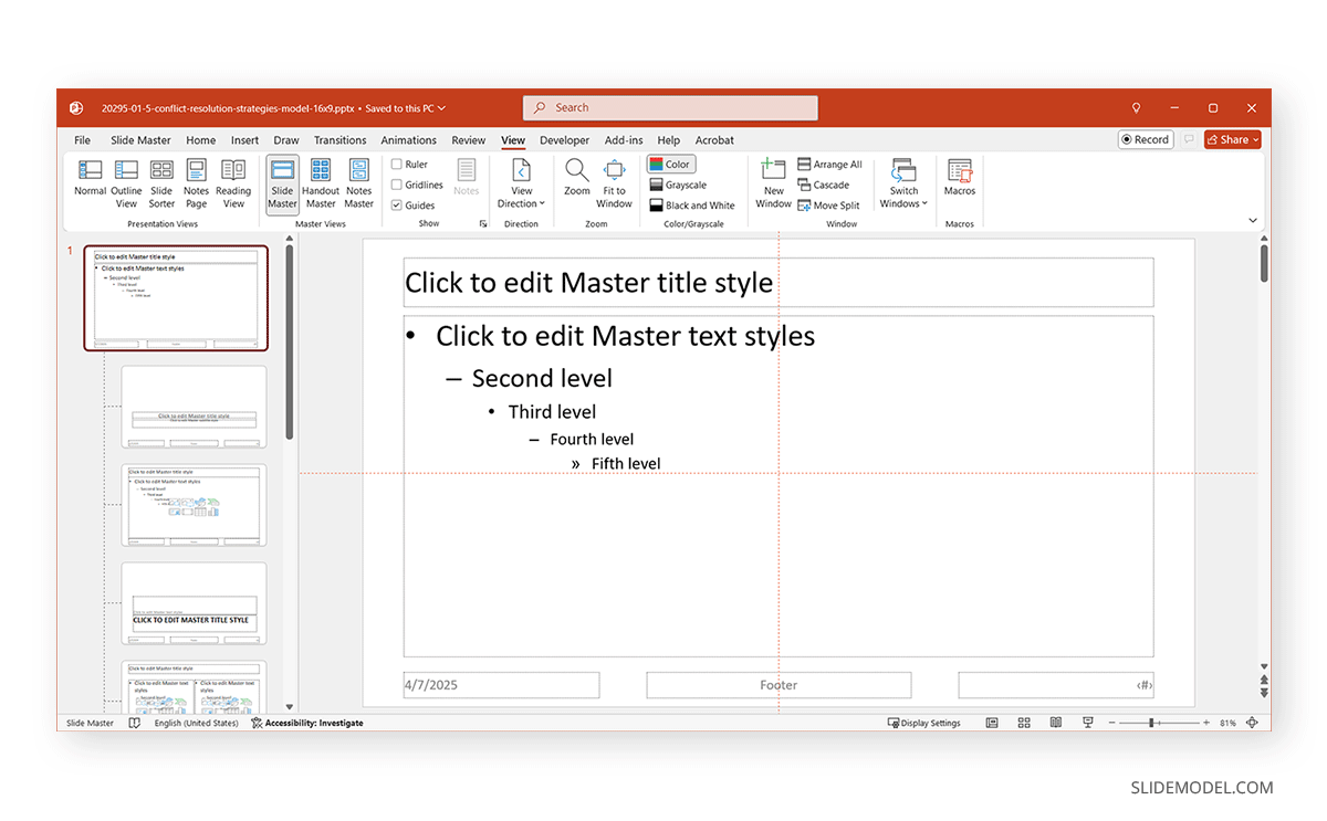 Working with margins and guides in PowerPoint Slide Master