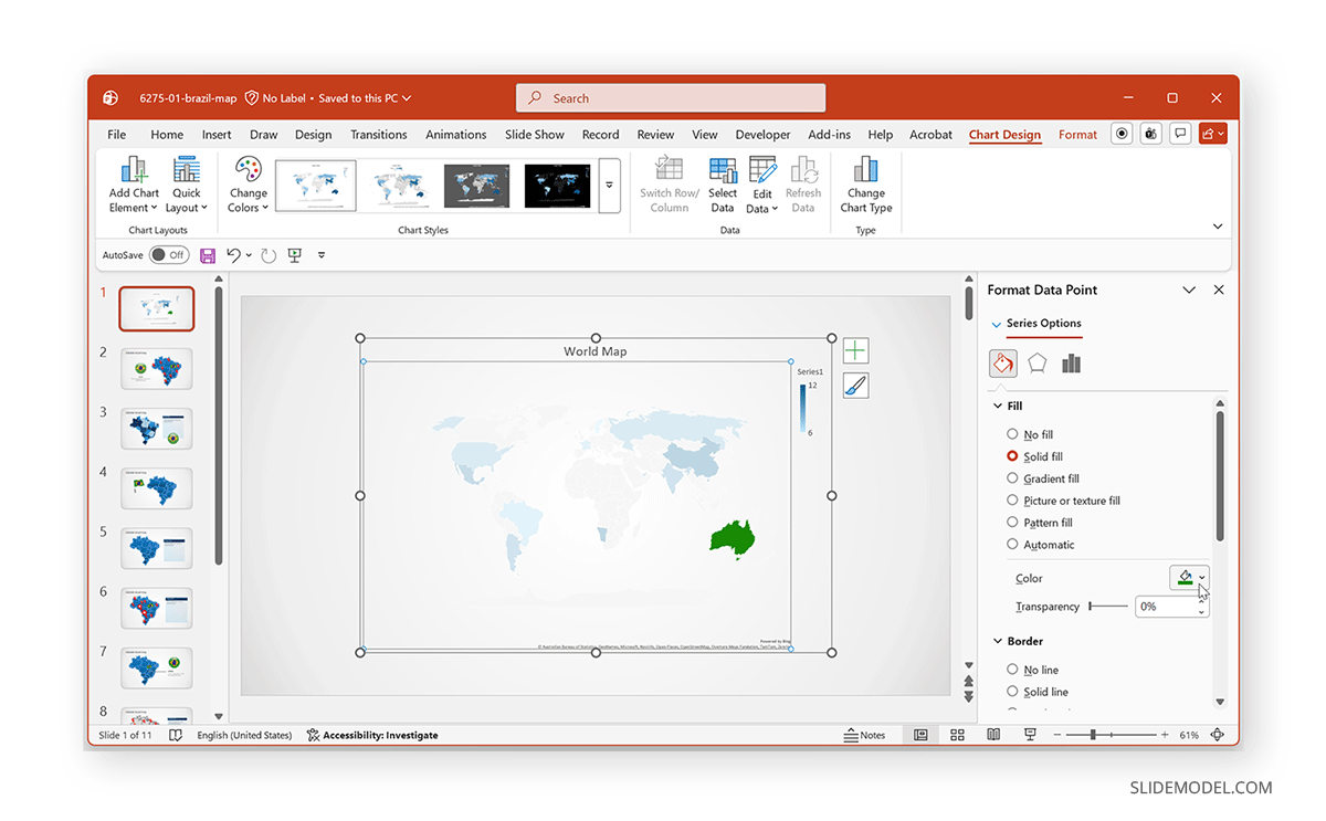 How to add fill to a PowerPoint map