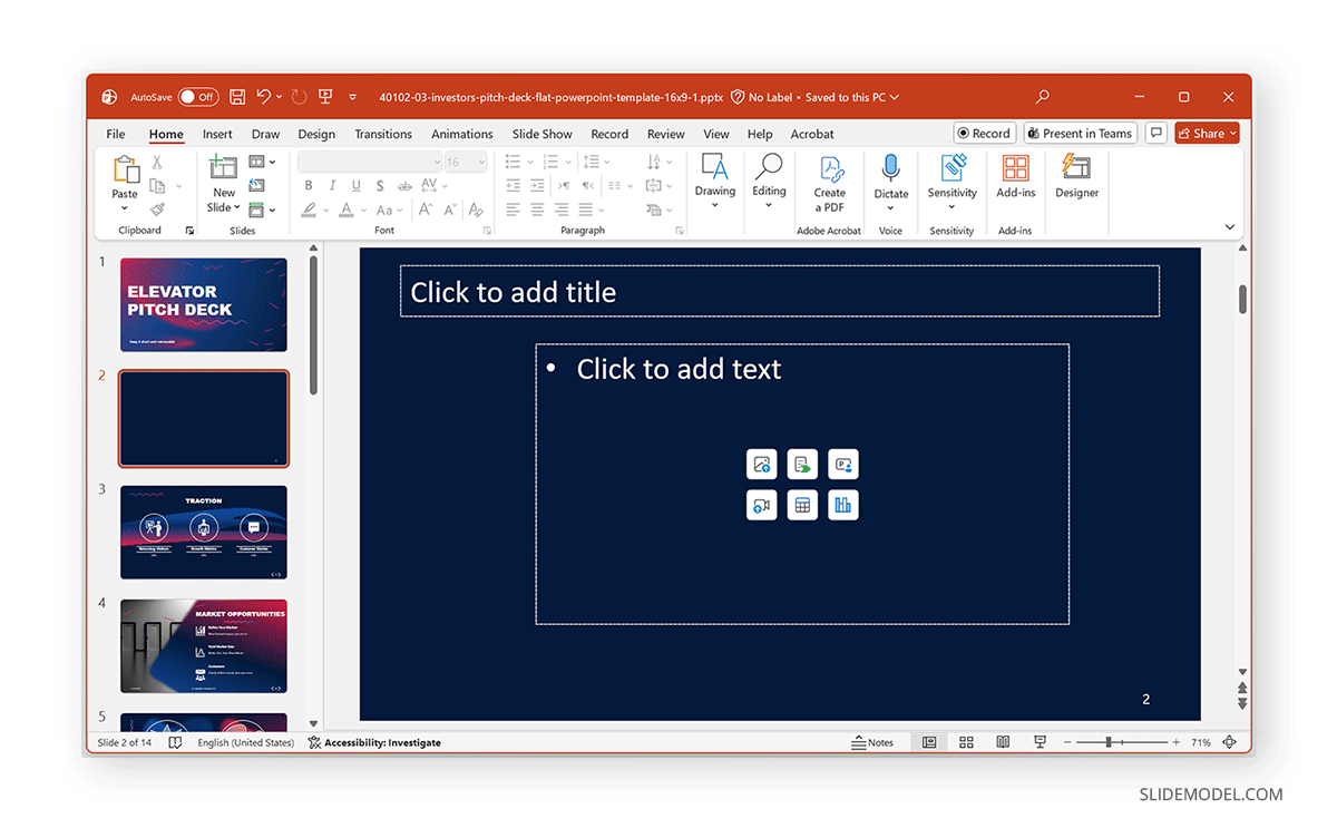 Blank slide content placeholder in PowerPoint
