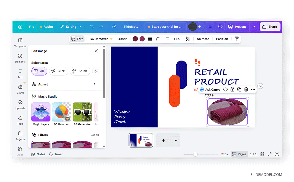 Adding filters to circular Canva images