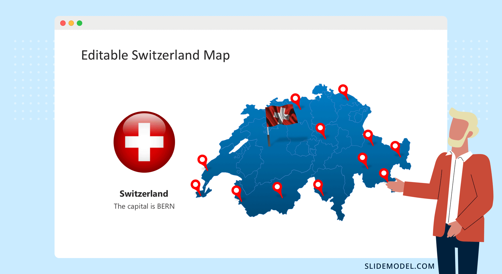 Editable Switzerland Map PPT Template