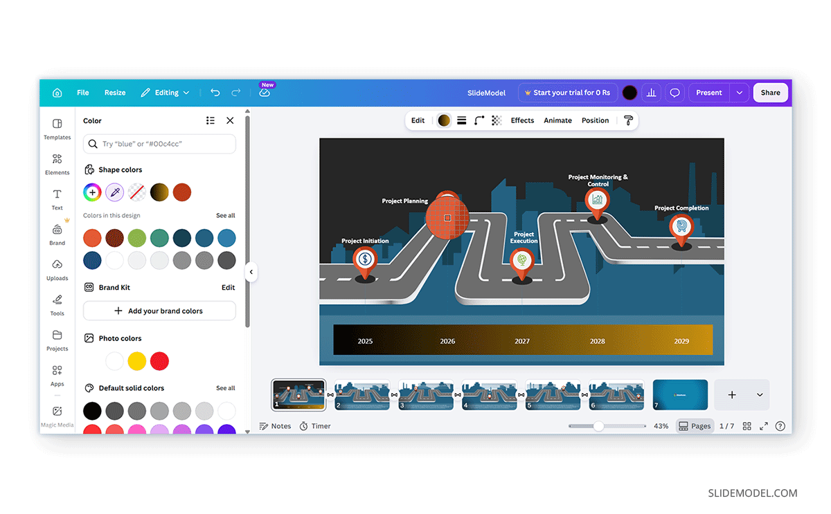 Canva eyedropper tool in use