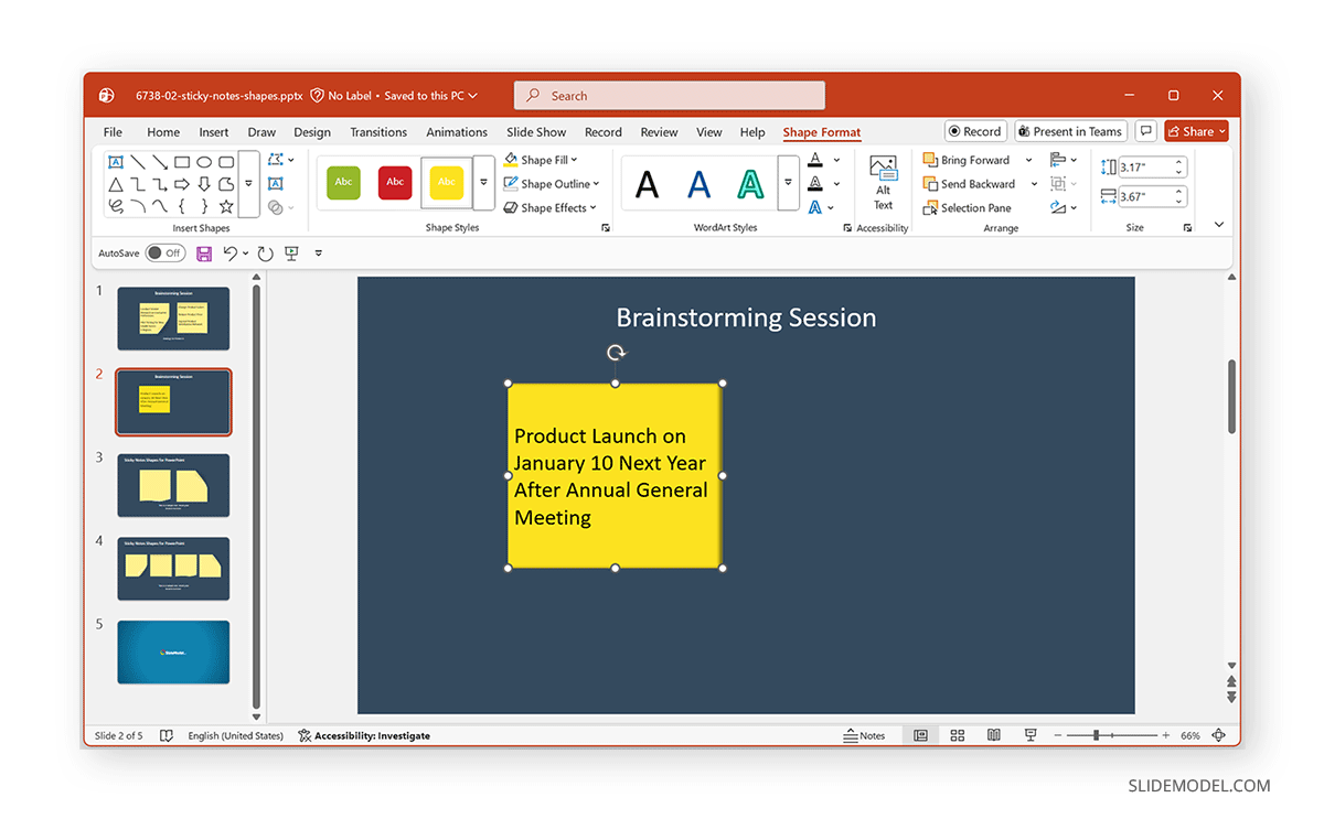 How to edit sticky notes in PowerPoint