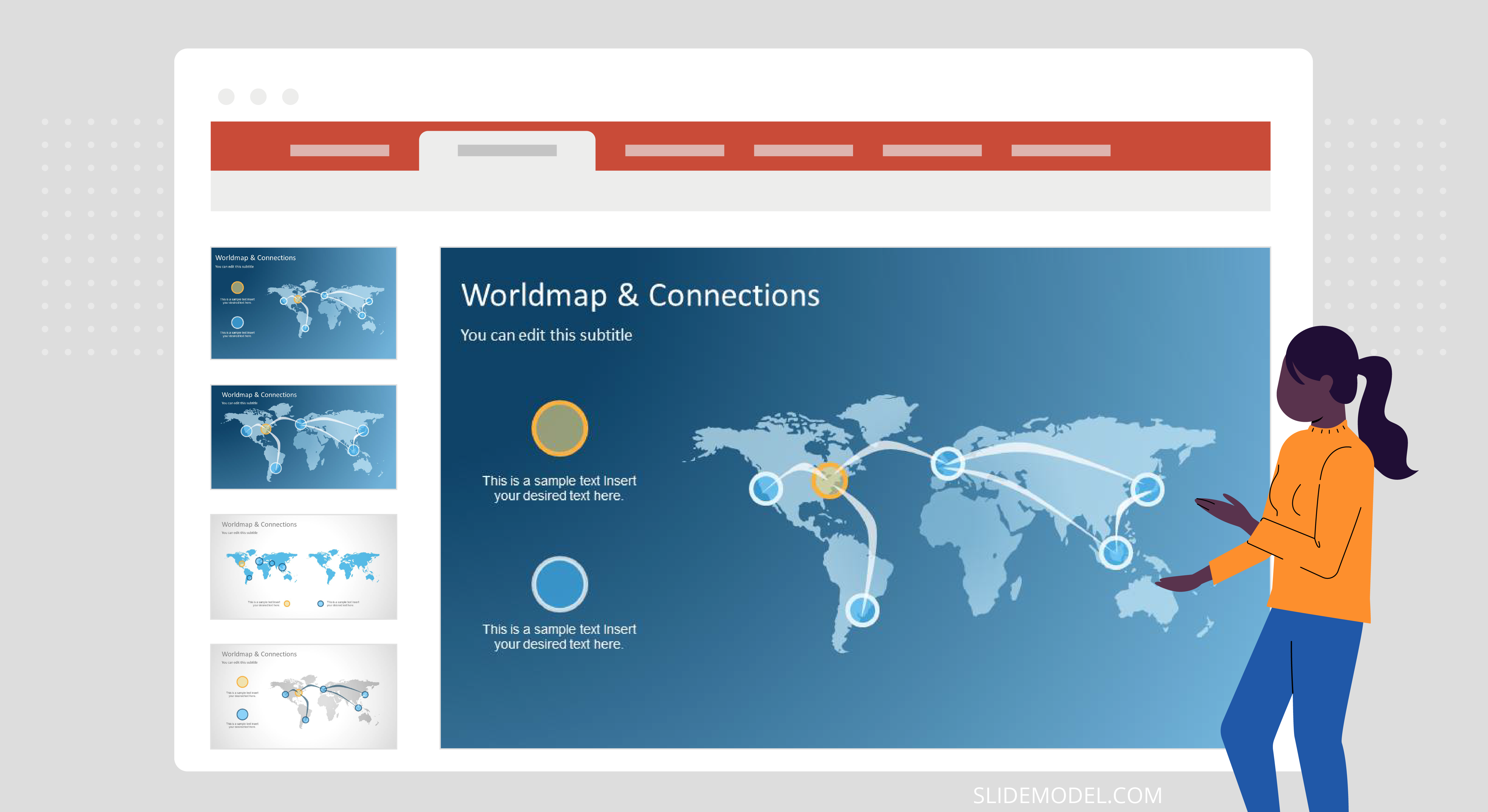 World Map And Connections PowerPoint Template