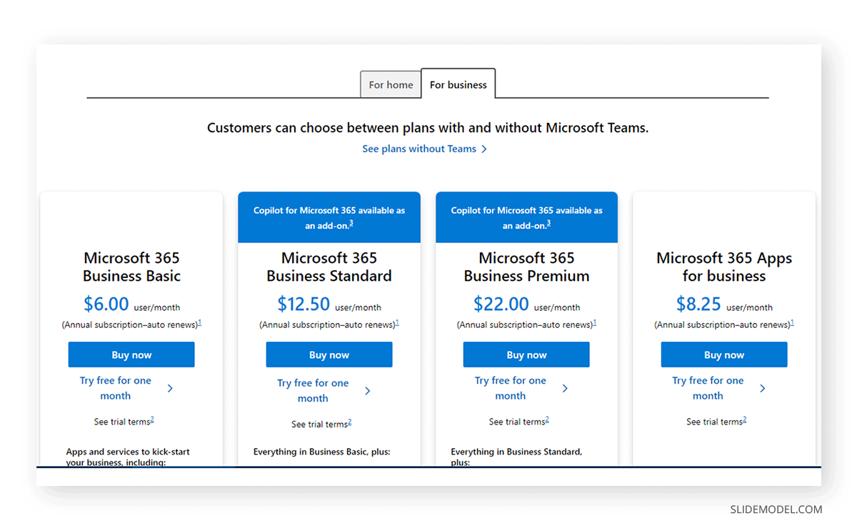 Pricing plan tiers in 2024 for Microsoft 365