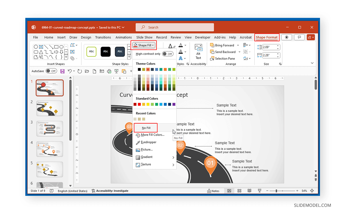 Remove fill from a shape in PowerPoint