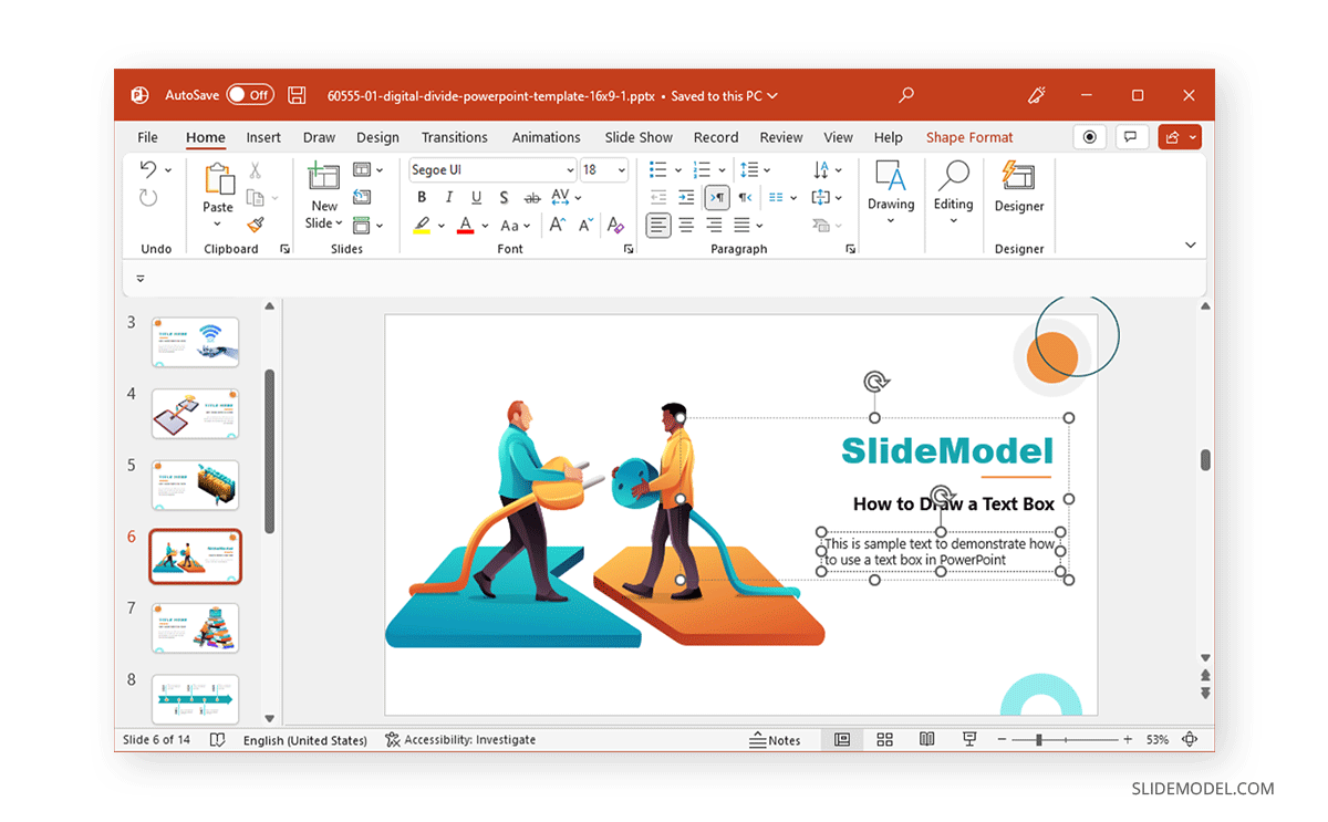 placing and styling a textbox in PowerPoint
