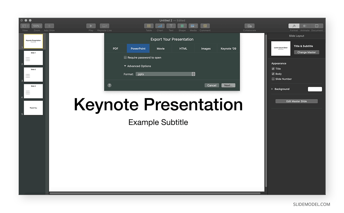 Convert Keynote to PPTX