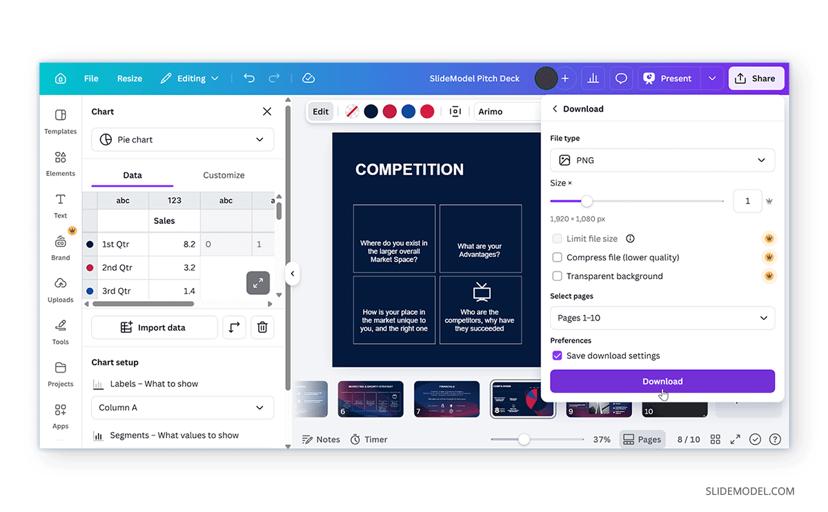 How to save Canva slide to image