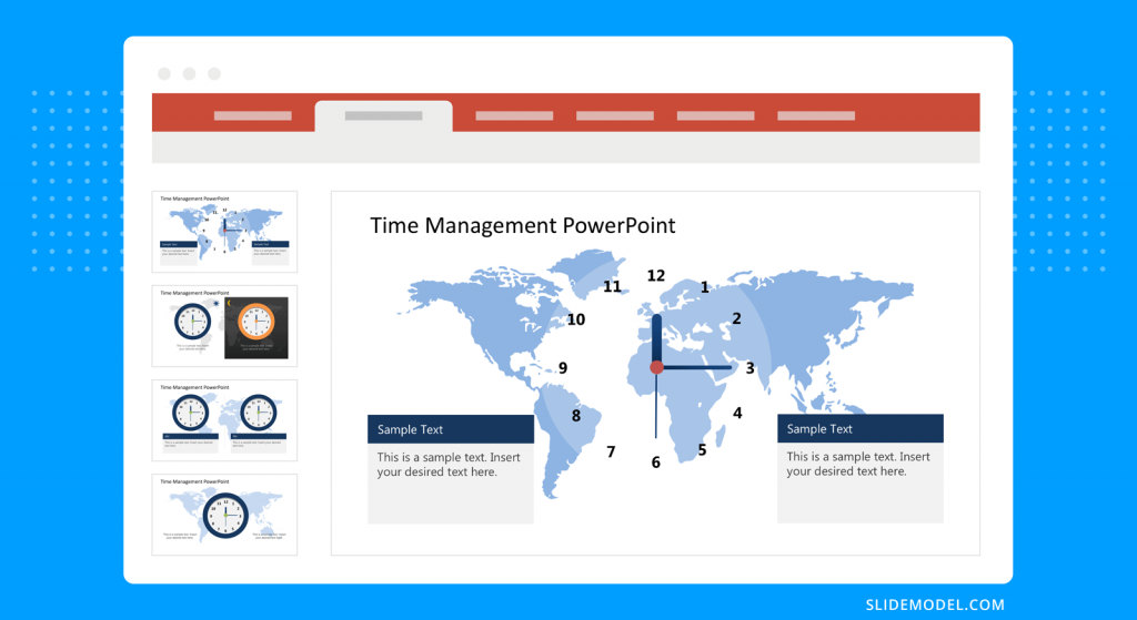 different slides to show time management in PowerPoint