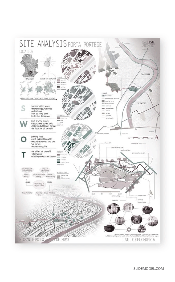 Urban architectural board presentation design example