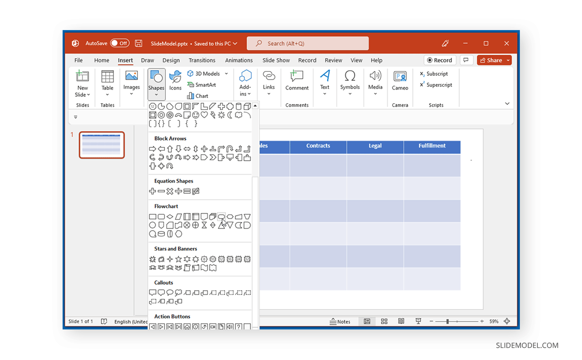 Using shapes to create a swimlane diagram in PowerPoint