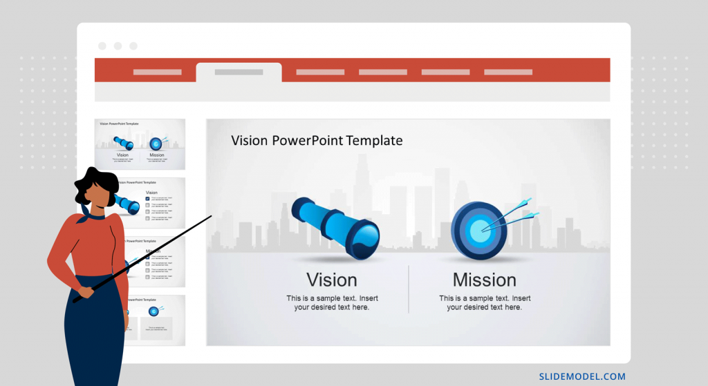 presenting vision and mission with a PowerPoint template