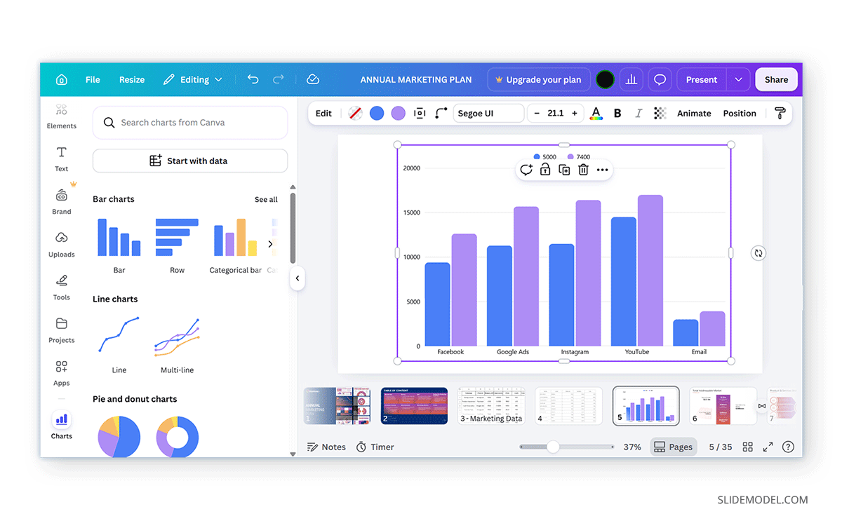 How to import an Excel chart to Canva