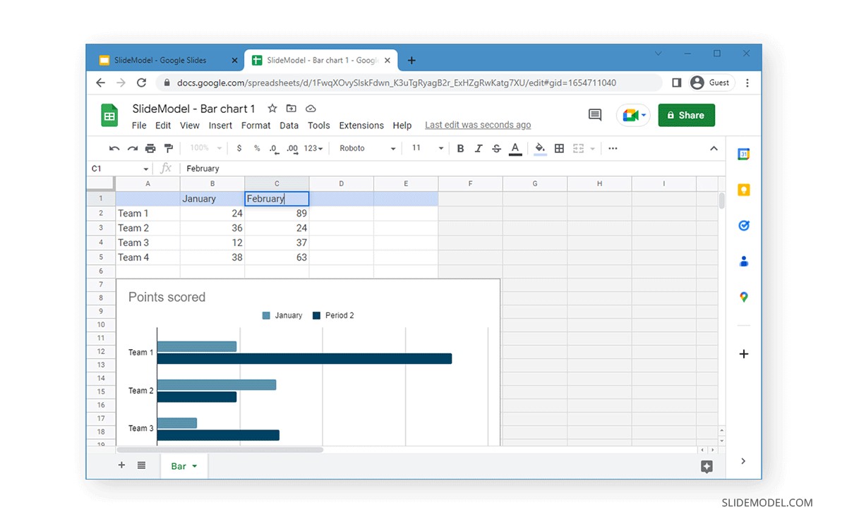 Edit chart data in Google Slides