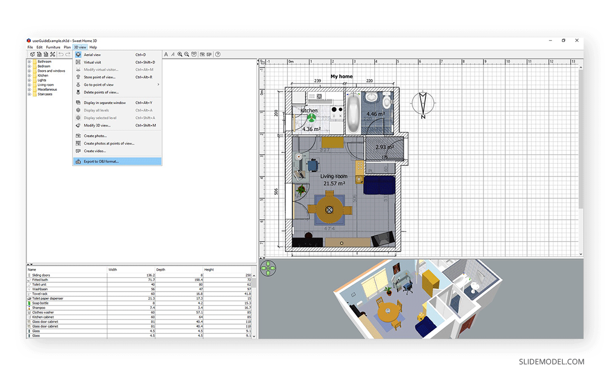 Export 3D model to OBJ format